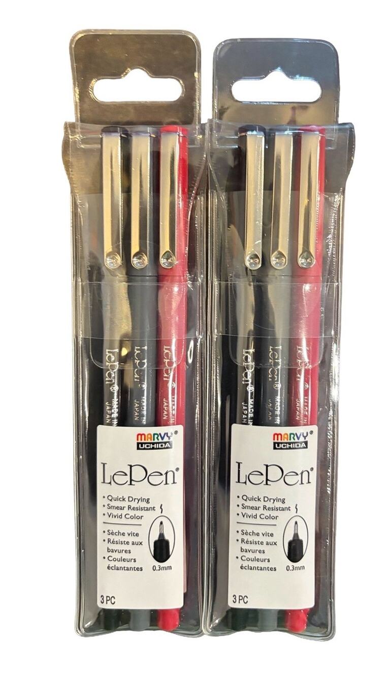 Marvy Uchida Le Pen 6 Pack Extra Fine 0.3mm Bright Neon Colors Pens Made Japan
